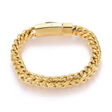 304 Stainless Steel Chain Bracelet Bayonet Clasp Gold 8.5" 6mm A107