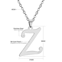 Stainless Steel Women's Unisex 18 Inch Necklace Pendant Letter Lobster Clasp S2