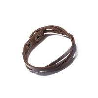 Leather Bracelet Beige  Orange Brown 8.5 Inches 13MM Push button L466