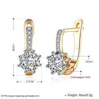 Yellow Gold Plated Earrings  Hoop Huggies AAA Zirconia  Latch Back Clasp L592