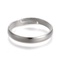 Stainless Steel Plain Band Ring Silver Gold Black Adjustable Size Z735