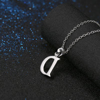 Sterling Silver Plated Necklace Women Pendant Initial Letter Alphabet B375