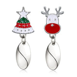 Enamel Stud Earrings Christmas Reindeer Rudolph Christmas Tree 37x13mm P134