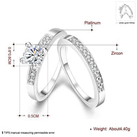 Rose Gold Platinum Plated Bridal Engagement Wedding Set Ring AAA Zirconia B153