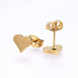 304 Stainless Steel Set Tiered Necklaces Stud Earrings Heart Gold 16.14" P678