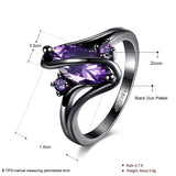 Gold Plated Black Gunmetal P Fashion Ring AAA Zirconia Women  B320