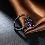 Gold Plated Black Gunmetal P Fashion Ring AAA Zirconia Women  B320