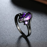 Gold Plated Black Gunmetal P Fashion Ring AAA Zirconia Women  B320