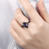 Gold Plated Black Gunmetal P Fashion Ring AAA Zirconia Women  B320