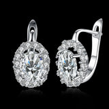Platinum Plated Earrings  Hoop Huggies AAA Zirconia Latch Back Clasp L583