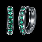 Platinum Black Gunmetal Plated Earrings  Hoop Huggies Zirconia  Latch Back Clasp L669