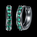 Platinum Black Gunmetal Plated Earrings  Hoop Huggies Zirconia  Latch Back Clasp L669