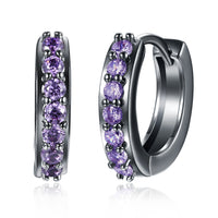 Platinum Black Gunmetal Plated Earrings  Hoop Huggies Zirconia  Latch Back Clasp L669