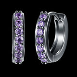 Platinum Black Gunmetal Plated Earrings  Hoop Huggies Zirconia  Latch Back Clasp L669