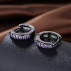 Platinum Black Gunmetal Plated Earrings  Hoop Huggies Zirconia  Latch Back Clasp L669