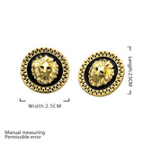 Rose Gold Platinum Plated Black Earrings Clip On Push Back Lion 1" L319