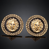 Rose Gold Platinum Plated Black Earrings Clip On Push Back Lion 1" L319