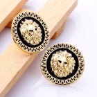 Rose Gold Platinum Plated Black Earrings Clip On Push Back Lion 1" L319