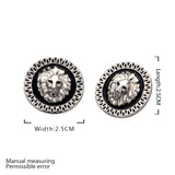 Rose Gold Platinum Plated Black Earrings Clip On Push Back Lion 1" L319