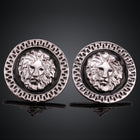 Rose Gold Platinum Plated Black Earrings Clip On Push Back Lion 1" L319