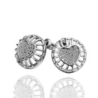 Rose Gold Platinum Plated Earrings Stud AAA Zirconia Push Back Heart .56" L272