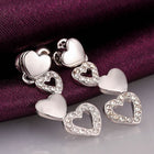 Rose Gold Plated Earrings Dangle AAA Zirconia Push Back Hearts .4" L261