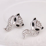 Rose Gold Platinud Plated Stud  AAA Zirconia Fox Earrings L437