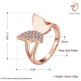 Rose Gold Plated Fashion Ring AAA Zirconia Women Butterfly B247