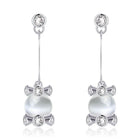 Rose Gold Plated Earrings Drop Dangle AAA Zirconia Push Back .56" L266
