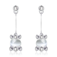 Rose Gold Plated Earrings Drop Dangle AAA Zirconia Push Back .56" L266