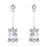 Rose Gold Plated Earrings Drop Dangle AAA Zirconia Push Back .56" L266