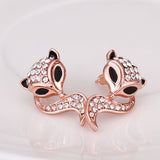 Rose Gold Platinud Plated Stud  AAA Zirconia Fox Earrings L437