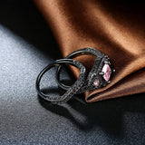 Gold Plated Black Gunmetal P Fashion Set Ring AAA Zirconia Women B322