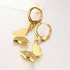 Rose Gold Plated Earrings Drop Dangle AAA Zirconia Leverback Butterfly .6" L231