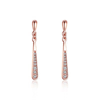 White /Rose Gold Platinum Plated Earrings AAA Zirconia Push Back  .2" L273