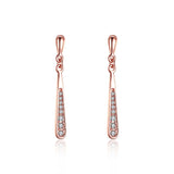 White /Rose Gold Platinum Plated Earrings AAA Zirconia Push Back  .2" L273