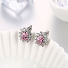 Platinum Plated Colors  Earrings Stud AAA Cubic Zirconia Push Back .48" L246