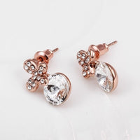Rose Gold Platinum Plated Earrings Stud AAA Zirconia Push Back .4" L296