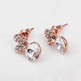 Rose Gold Platinum Plated Earrings Stud AAA Zirconia Push Back .4" L296