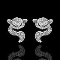 Rose Gold Platinum Plated Earrings AAA Zirconia Push Back Sugar Glider .52" L289