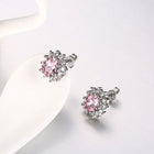 Platinum Plated Colors  Earrings Stud AAA Cubic Zirconia Push Back .48" L246