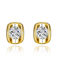 Rose Gold Platinum Plated Earrings AAA Zirconia Push Back .28" L258