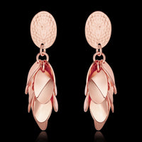 Rose Gold Plated  Earrings Drop Dangle Push Back .52" L264