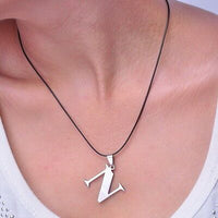 Stainless Steel Leather Necklace Pendant Lover Letter Initial Alphabet
