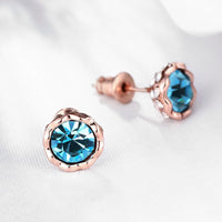 Rose Gold Plated Earrings Stud Czech Drill AAA Zirconia Push Back .34 L172