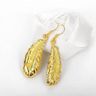 Rose Gold Plated Earrings Drop Dangle Fish Hook Leaf 52" L265