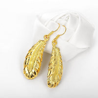 Rose Gold Plated Earrings Drop Dangle Fish Hook Leaf 52" L265