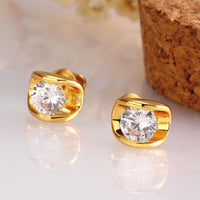 Rose Gold Platinum Plated Earrings AAA Zirconia Push Back .28" L258