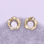 Rose Gold Platinum Plated Earrings Stud AAA Zirconia Push Back Rose .44" L283