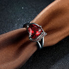 Gold Plated Black Gunmetal P Fashion Ring Red AAA Zirconia Women Heart B314